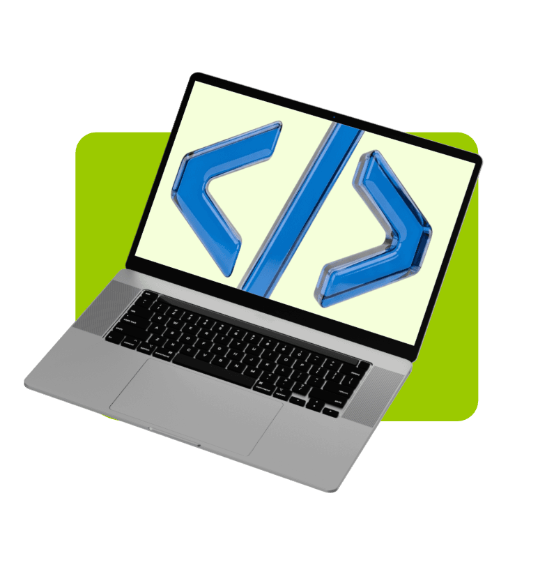 Notebook exibindo ícone de desenvolvimento de software