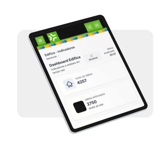 Tablet exibindo o dashboard da plataforma TSI